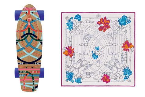 Hermes Skateboard Matches Scarf Prints, Louise Linton’s Int’l 